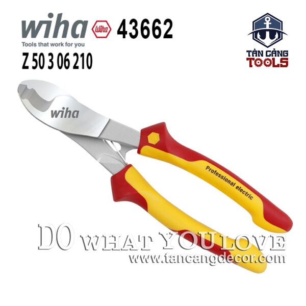 Kìm Cắt Cáp Cách Điện 1000V 210 mm Wiha 43662
