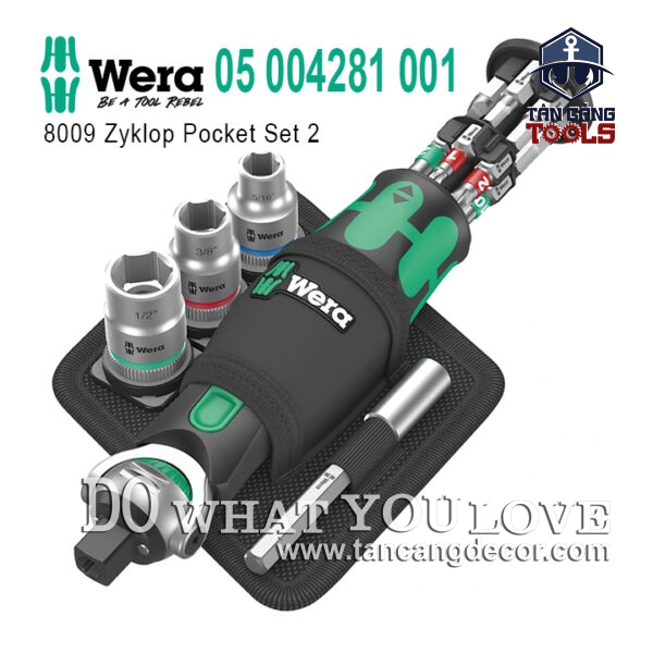 Bộ Vặn Vít 1/4 Và Đầu Khẩu 3/8 Inches 18 Chi Tiết ZYKLOP POCKET SET 2 Wera 05 004281 001