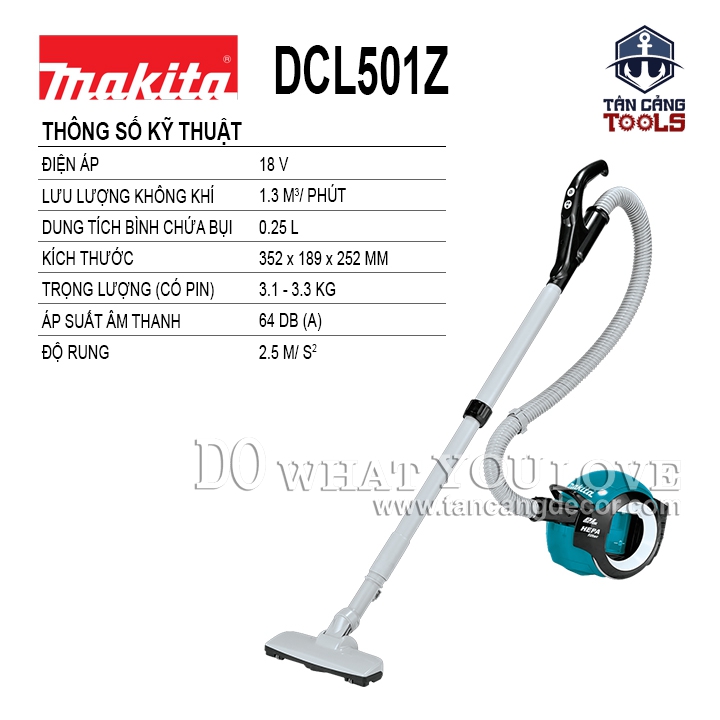 Máy Hút Bụi Li Tâm Dùng Pin Makita 18V DCL501Z ( Thân Máy ) - Ảnh 2