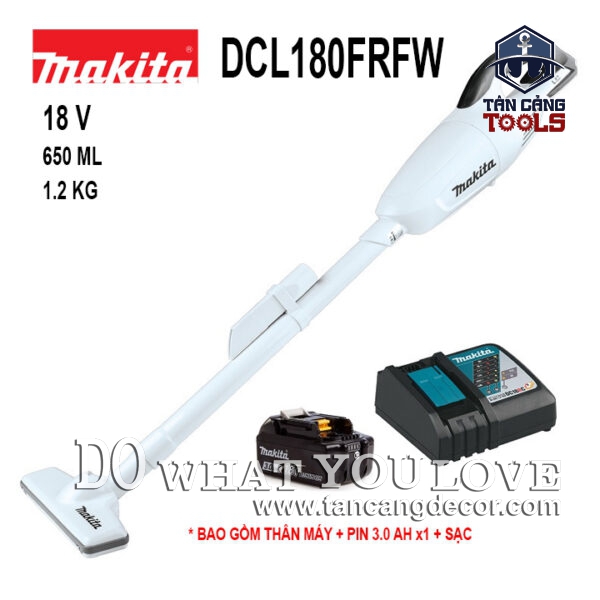 Combo Máy Hút Bụi Dùng Pin Makita 18V DCL180FRFW ( Thân Máy, Pin 3.0Ah, Sạc Nhanh )