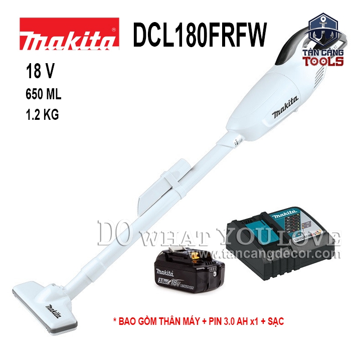 Combo Máy Hút Bụi Dùng Pin Makita 18V DCL180FRFW ( Thân Máy, Pin 3.0Ah, Sạc Nhanh )