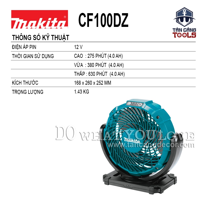 Quạt Dùng Pin Và Điện 12V Makita CF100DZ ( Thân Máy ) - Ảnh 2