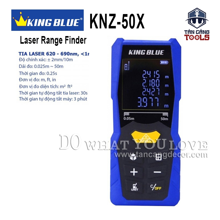 Thước Đo Khoảng Cách Điện Tử 50 Mét Tia Đỏ Kingblue KNZ-50X ( Nhiều Tính Năng )