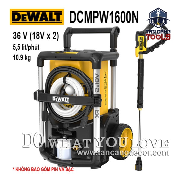 Máy Xịt Rửa Xe Dùng Pin 2x18V Dewalt DCMPW1600N ( Thân Máy )