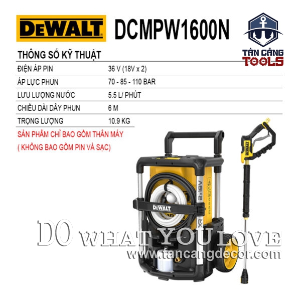 Alternative view of Máy Xịt Rửa Xe Dùng Pin 2x18V Dewalt DCMPW1600N ( Thân Máy )