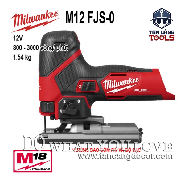 Máy Cưa Lọng Dùng Pin Có 6 Cấp Điều Tốc M12 Milwaukee FJS-0