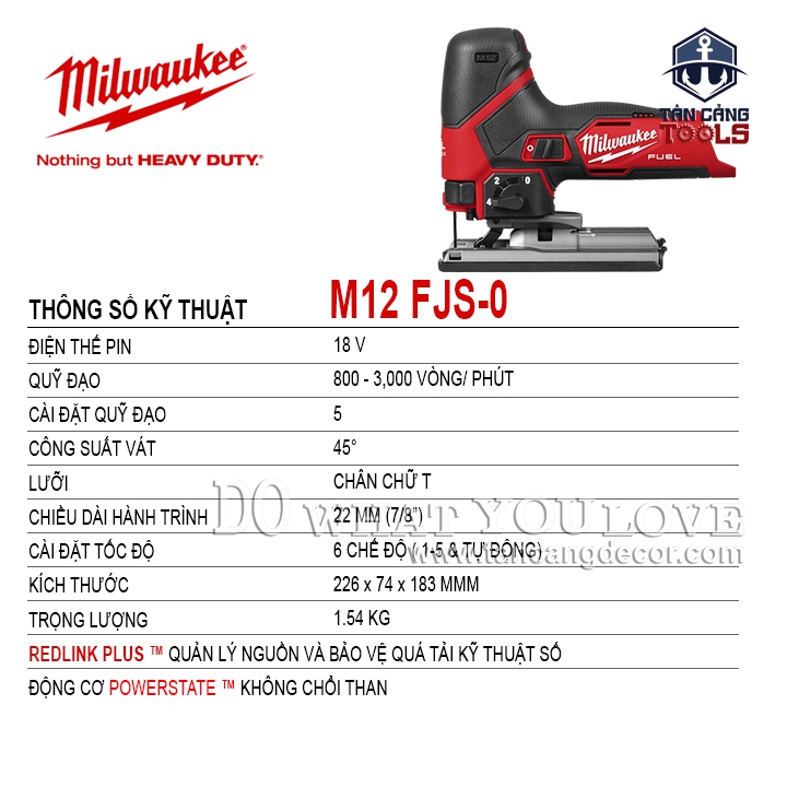 Máy Cưa Lọng Dùng Pin Có 6 Cấp Điều Tốc M12 Milwaukee FJS-0 - Ảnh 2