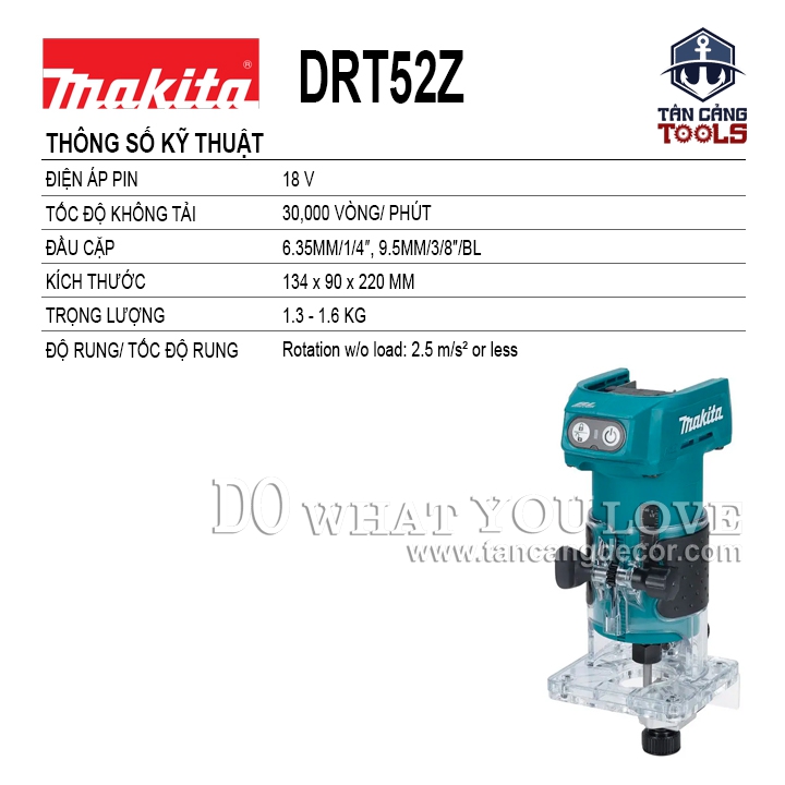Máy Phay Dùng Pin 18V Makita DRT52Z ( Thân Máy ) - Ảnh 2