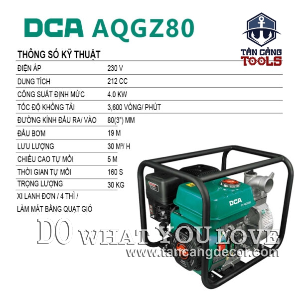 Alternative view of Máy Bơm Nước Dùng Xăng 4000W DCA AQGZ80