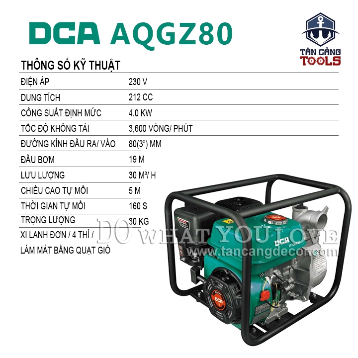 Máy Bơm Nước Dùng Xăng 4000W DCA AQGZ80 - Ảnh 2