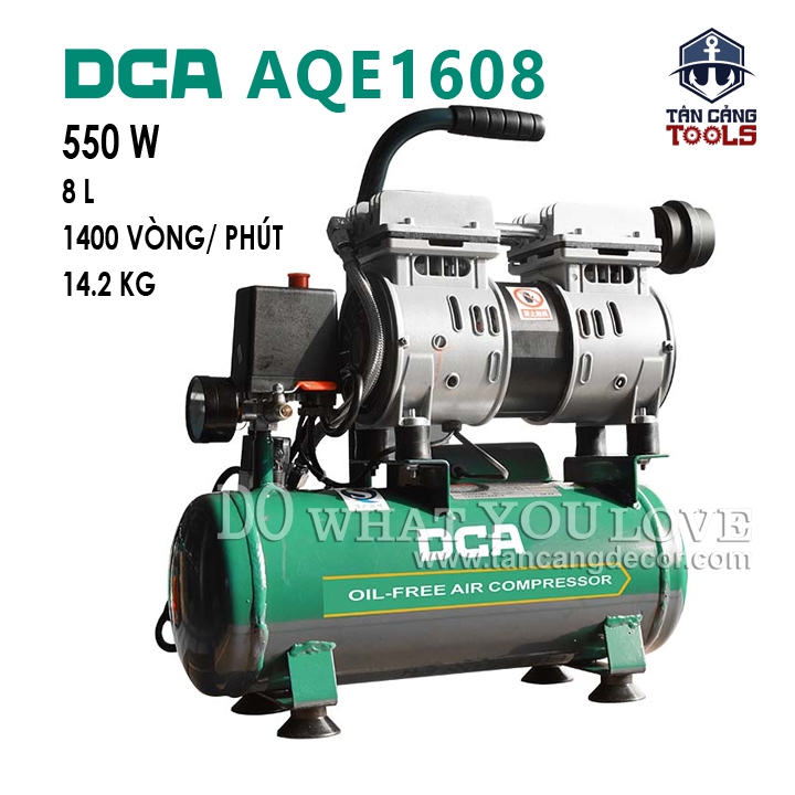 Máy Nén Khí Không Dầu 8 Lít 550W DCA AQE1608