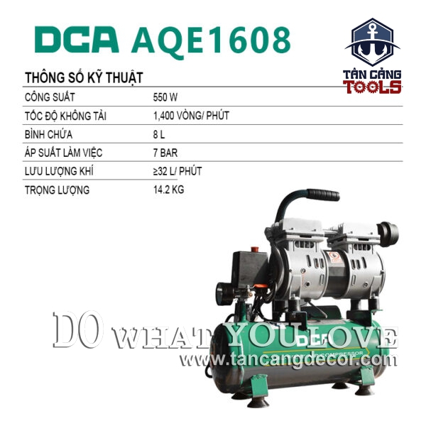 Alternative view of Máy Nén Khí Không Dầu 8 Lít 550W DCA AQE1608