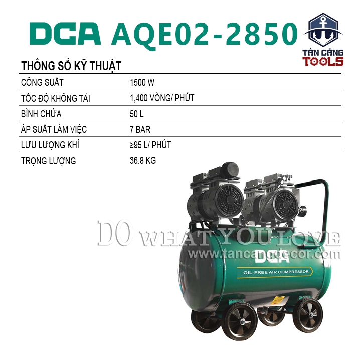 Máy Nén Khí Không Dầu 50 Lít 1500W DCA AQE02-2850 - Ảnh 2