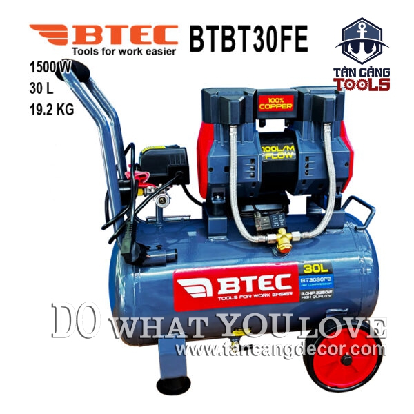 Máy Nén Khí Không Dầu 30 Lít 2250W BTEC BT3030FE