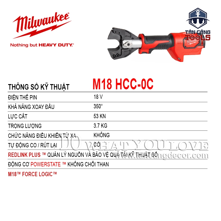 Máy Cắt Dây Cáp Đồng/Nhôm Lực 6 Tấn Milwaukee M18 HCC-0 M18™ FORCE LOGIC™ - Ảnh 2