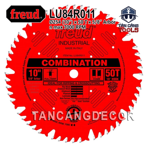 Lưỡi Cưa Gỗ Hợp Kim 250 x 16 mm x 50T Freud Industrial LU84R010