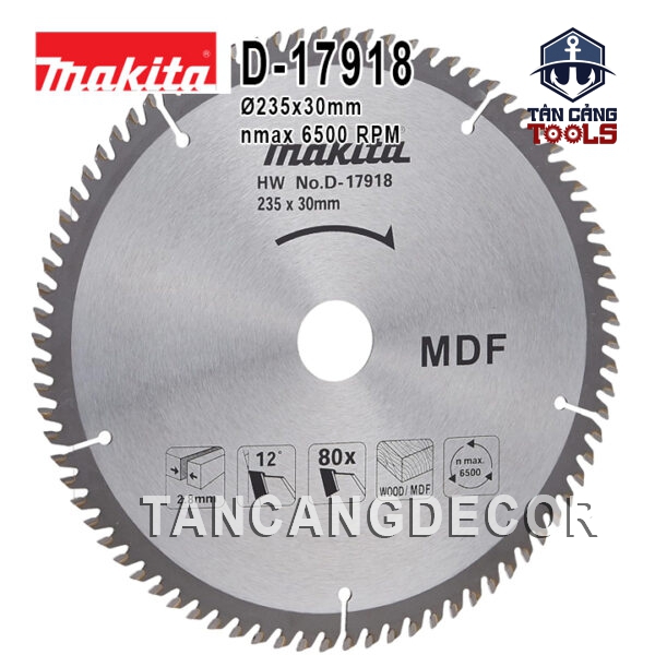 Lưỡi Cưa Gỗ Hợp Kim 235 x 30 mm x 80T Makita D-17918