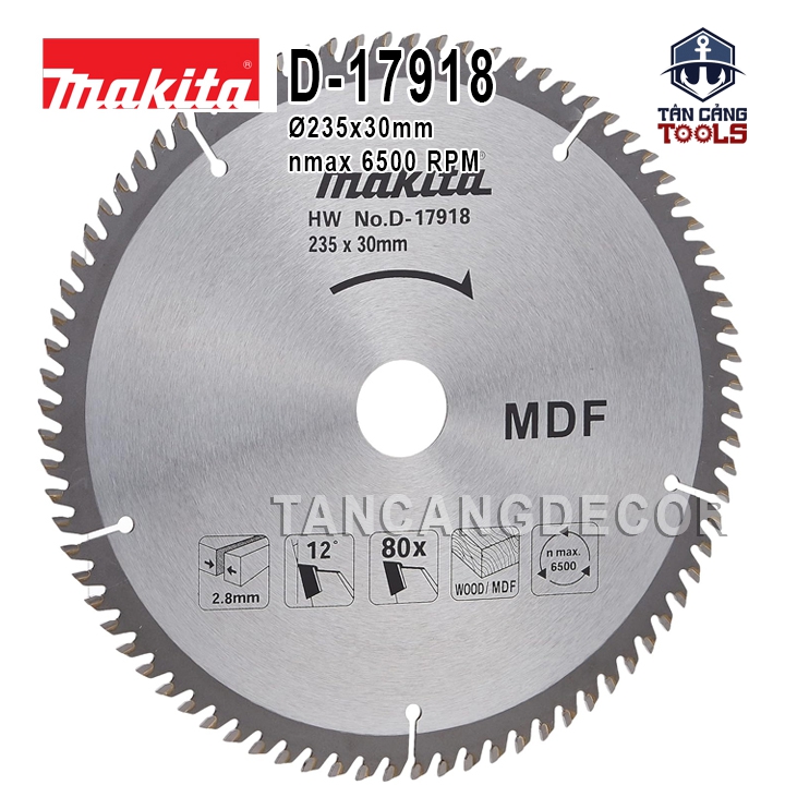 Lưỡi Cưa Gỗ Hợp Kim 235 x 30 mm x 80T Makita D-17918