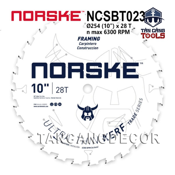 Lưỡi Cưa Gỗ Hợp Kim 255 x 16 mm x 28T Norske NCSBT023