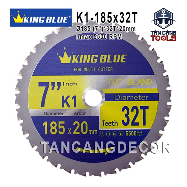 Lưỡi Cắt Sắt Hợp Kim 185 x 20 mm x 32T Kingblue K1-185x32T