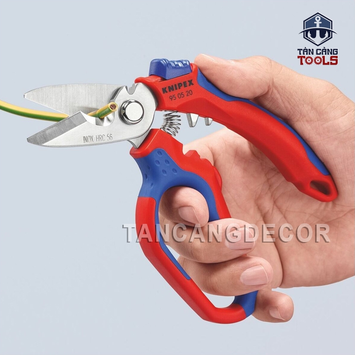 Kéo Cắt Dây Điện, Bấm Cos Pin Lưng Gù 160 mm Knipex 95 05 20 SB - Ảnh 8