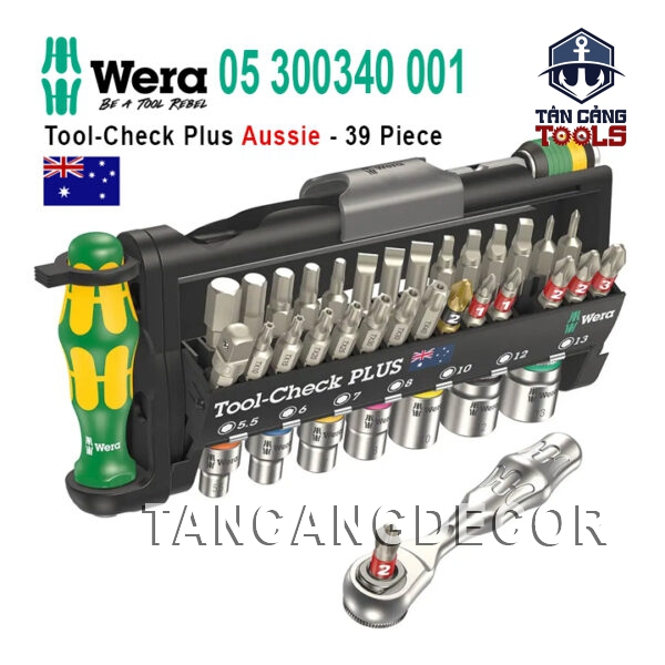 Bộ Vặn Vít 1/4 Và Đầu Khẩu 1/4 Inches 39 Chi Tiết CheckPlus Wera 05 300340 001 ( Phiên Bản Aussie )
