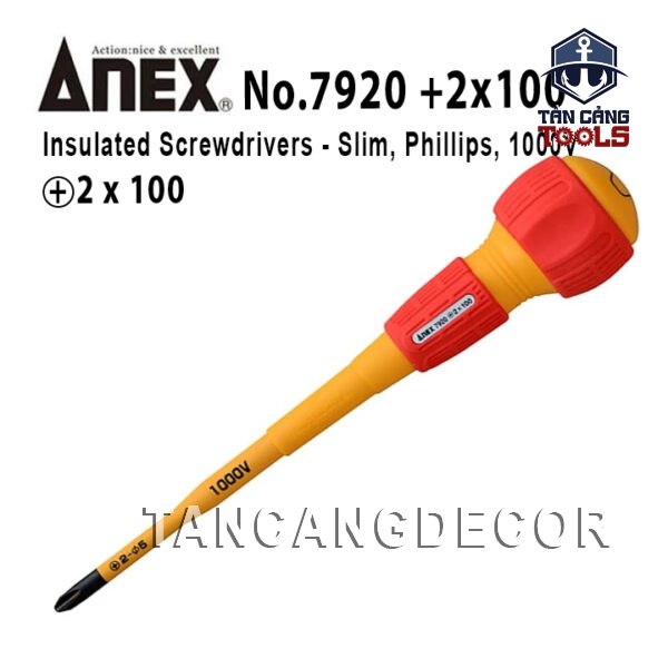 Tuốc Vít 4 Cạnh PH2 100 mm Cách Điện 1000V Anex No.7920+2x100