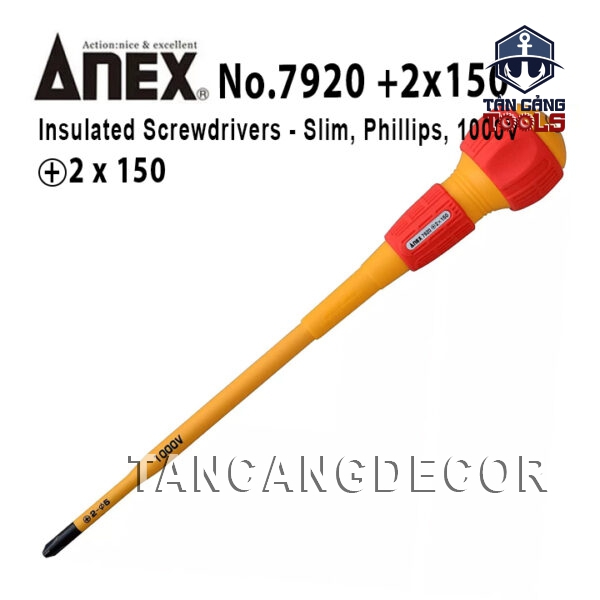 Tuốc Vít 4 Cạnh PH2 150 mm Cách Điện 1000V Anex No.7920+2x150