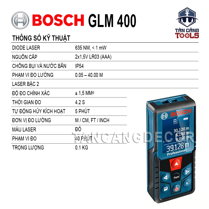 Máy Đo Khoảng Cách Điện Tử 40 Mét Tia Đỏ Bosch GLM400 - Ảnh 2