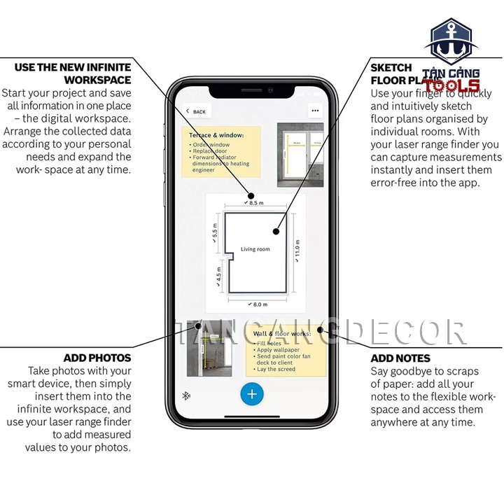 Thước Đo Khoảng Cách Điện Tử 50 Mét Tia Xanh Bosch GLM50-27CG ( Dùng Ngoài Trời, Kết Nối Bluetooth ) - Ảnh 5