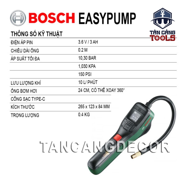 Alternative view of Máy Bơm Hơi Mini Dùng Pin Bosch Easy Pump 0603947080