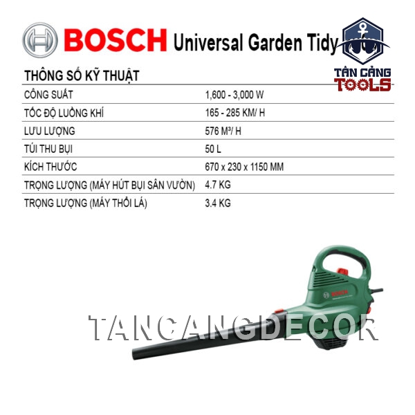 Alternative view of Máy Thổi Và Hút Xay Lá Dùng Điện 3000W Bosch UniversalGardenTidy 3000