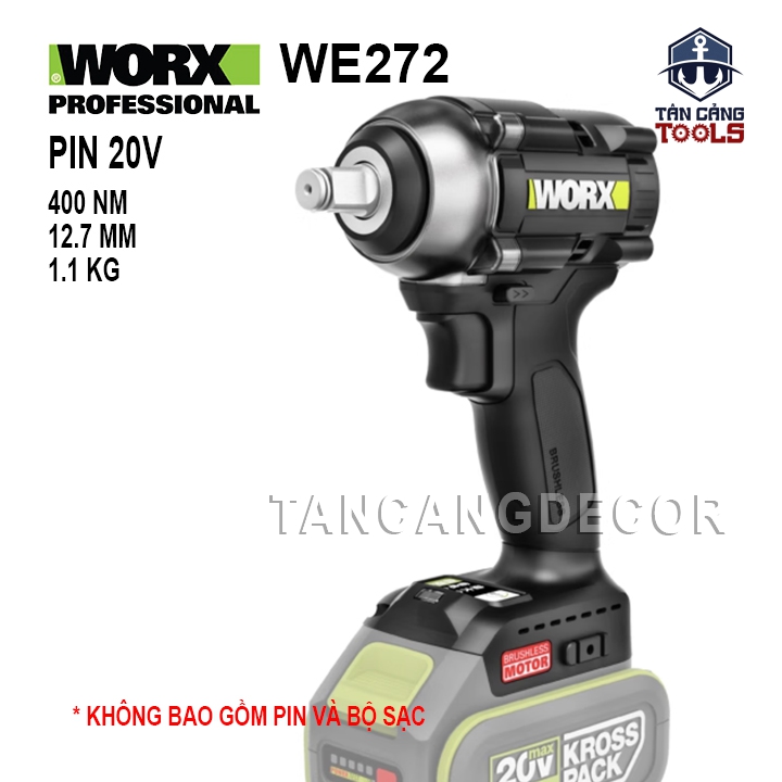Máy Siết Bu Lông Dùng Pin 20V Worx WE272.9 1/2 Inches ( Thân Máy )