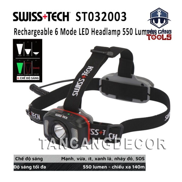 Đèn Đội Đầu 550 Lumens 140 Mét Swiss+Tech ST032003