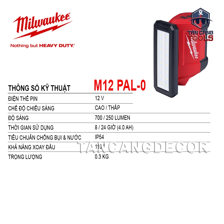 Đèn Pin Dạng Trục Xoay Dùng Pin Milwaukee M12 PAL ( Thân Máy ) - Ảnh 2