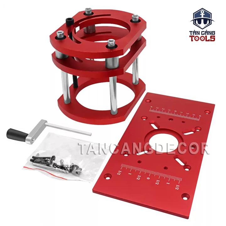 Bộ Cử, Mặt Gá Nâng Hạ Máy Phay Cầm Tay Nhôm Anode - Đường Kính Máy 65 mm