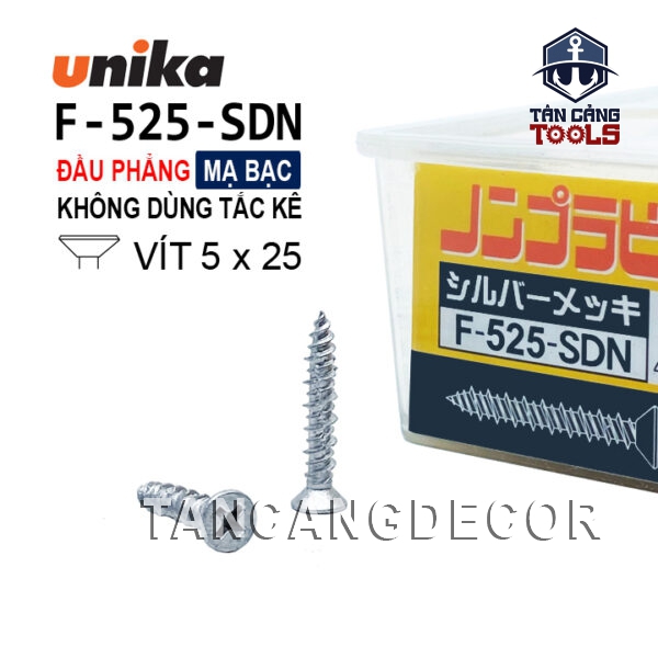 Vít Không Tắc Kê Đầu Phẳng Unika F525 - SDN ( Hộp 80 Cái )