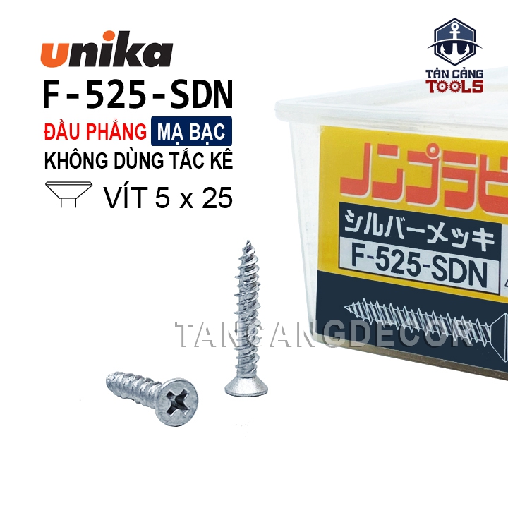 Vít Không Tắc Kê Đầu Phẳng Unika F525 - SDN ( Hộp 80 Cái )