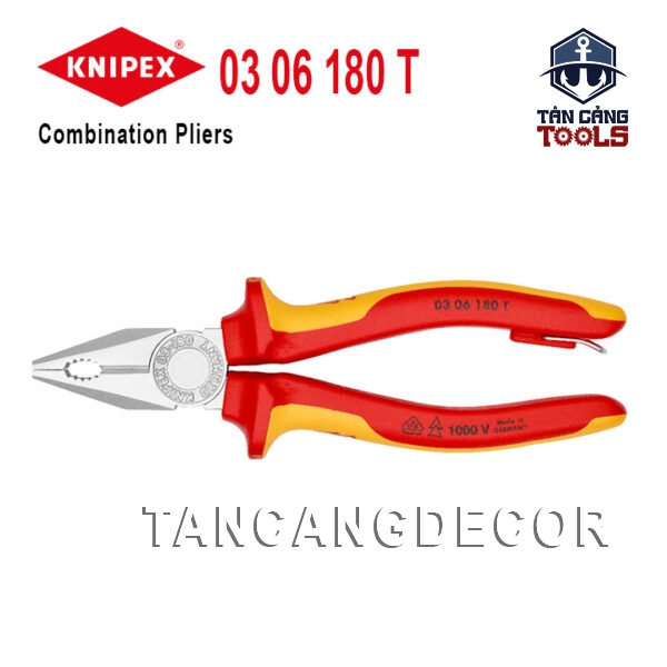 Kìm Đa Năng Cách Điện 1000V 180 mm Knipex 03 06 180T ( Có Móc Treo )