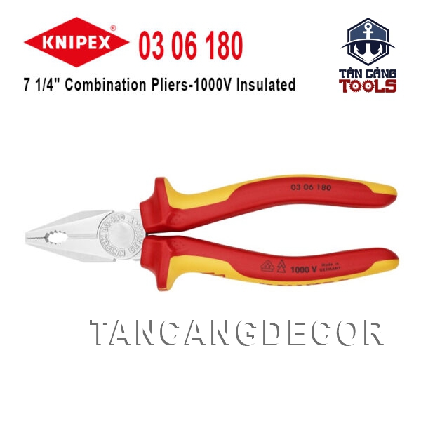 Kìm Đa Năng Cách Điện 1000V 180 mm Knipex 03 06 180