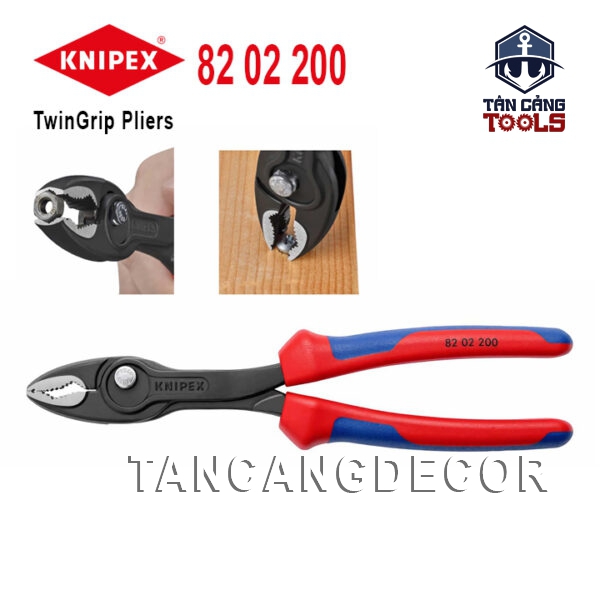 Kìm Kẹp Có Khớp Trượt 200 mm Twin Grip Knipex Alligator 82 02 200