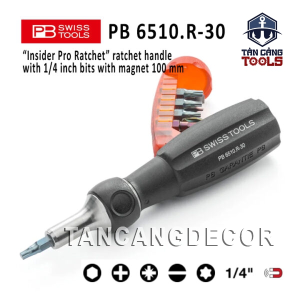 Bộ Tuốc Vít Tự Động 2 Chiều Đa Năng 10 Chi Tiết PB SWISS TOOLS PB 6510.R-30