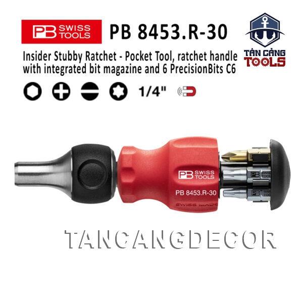 Bộ Tuốc Vít Tự Động 2 Chiều Đa Năng 6 Chi Tiết PB SWISS TOOLS PB 8453.R-30