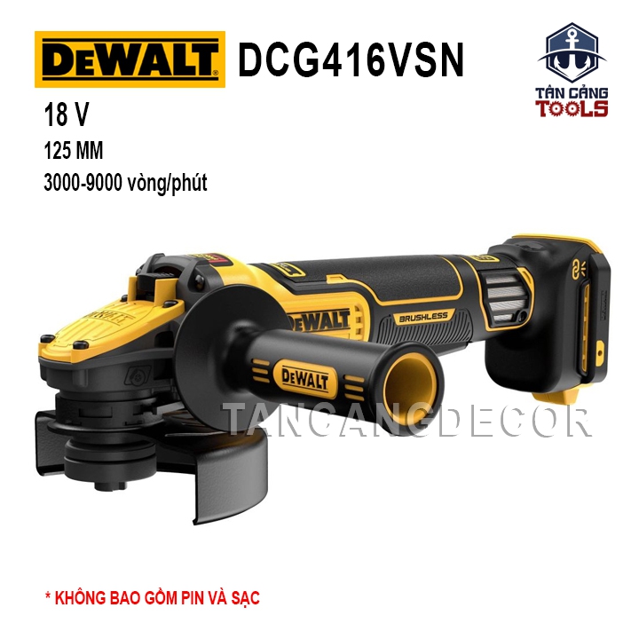 Máy Mài Góc 125 mm Dùng Pin Có 6 Cấp Điều Tốc DeWalt 20V DCG416VSN ( Thân Máy )