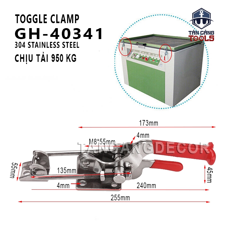 Sập kéo nhanh Inox 304 size lớn 25cm GH - 40341