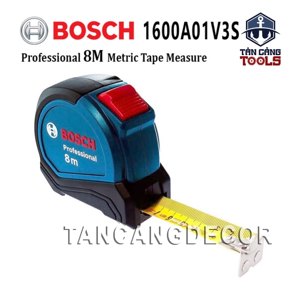 Thước Cuộn Thép 8 M Bosch 1600A01V3S Có Trang Bị Tự Hãm Và Nam Châm