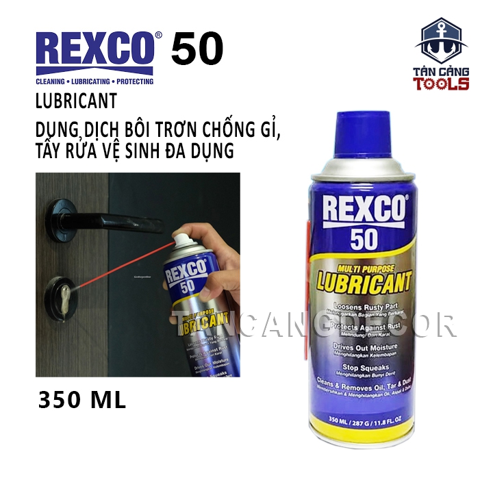 Bình Xịt Chống Rỉ Rét Và Bôi Trơn Đa Năng 350ML Rexco 50 Lubricant