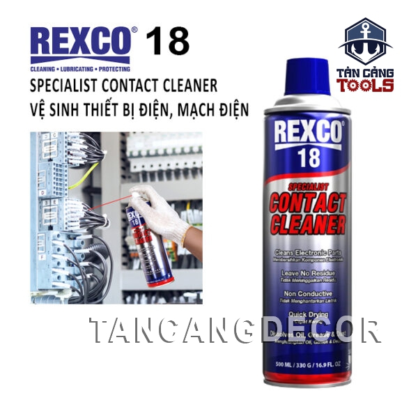 Chai Dung Dịch Vệ Sinh Tiếp Điểm Mạch Điện Tử 500ML Rexco 18 CONTACT CLEANER