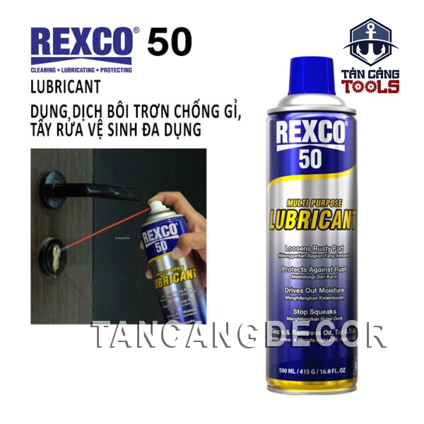 Bình Xịt Chống Rỉ Rét Và Bôi Trơn Đa Năng 500ML Rexco 50 Lubricant