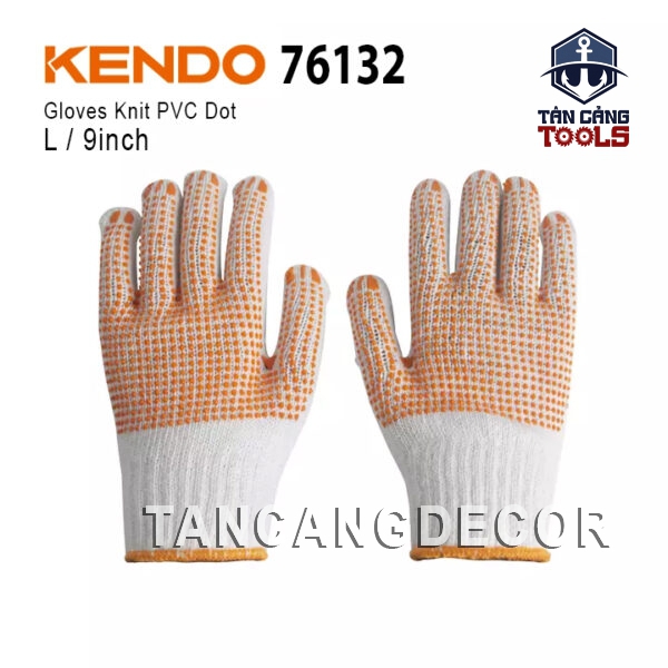 Găng tay làm việc bằng vải chấm cao su size 9 inch (L) Kendo 76132